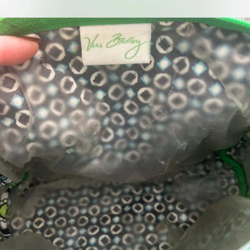 Vera Bradley Quilted Cosmetic Travel Bag Vintage Floral Hippie Green Blue White